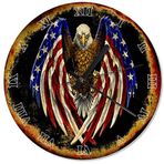 Cakatablo Eski Zeminde Amerikan Bayrağı Kanatlı Kartal Duvar Saati
