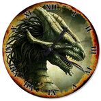 Cakatablo Eski Zeminde Dragon Akarlı Duvar Saati
