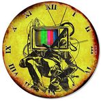 Cakatablo Eski Zeminde Tv Ekranı Kafalı Adam Duvar Saati