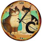 Cakatablo Eski Zeminde Yüzleri Yukarı Bakan İki Kedi Duvar Saati