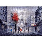Cakatablo Eyfel Kulesi ve Paris Sokaklarında İnsanlar 1000 Parça Puzzle Yapboz MDF Ahşap