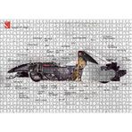 Cakatablo F1 Arabasının Anatomisi Görseli 1000 Parça Puzzle Yapboz MDF Ahşap