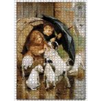 Cakatablo Fıçıda Şemsiyeli Çocuklar ve Yavru Köpekler 1000 Parça Puzzle Yapboz MDF Ahşap