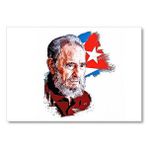 Cakatablo Fidel Castro Beyaz Zemin Çizim Mdf Ahşap Tablo