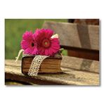 Cakatablo Gerbera, Eski Kitap Ve Dantel Mdf Ahşap Tablo