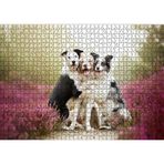 Cakatablo Gülerek Poz Veren Sevimli Köpekler ve Çiçekler 1000 Parça Puzzle Yapboz MDF Ahşap