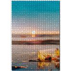 Cakatablo Gün Batımı Deniz Kumsalda Şişe Cam Görseli 1000 Parça Puzzle Yapboz MDF Ahşap