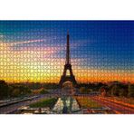 Cakatablo Günbatımı Eyfel Kulesi ve Bulutlu Gökler 1000 Parça Puzzle Yapboz MDF Ahşap