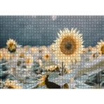 Cakatablo Günebakan Çiçeği Flu Arkaplan 1000 Parça Puzzle Yapboz MDF Ahşap