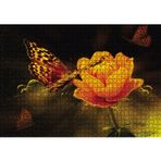 Cakatablo Işık Sarı Çiçek Kelebek 1000 Parça Puzzle Yapboz MDF Ahşap