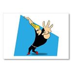 Cakatablo Johnny Bravo Mavi Arka Plan Mdf Ahşap Tablo