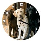 Cakatablo Kahve Krem ve Siyah Labradorlar Duvar Saati