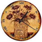 Cakatablo Kahve Kutusu Ve Çiçekler Özel Tasarım Duvar Saati