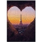 Cakatablo Kalp Şeklindeki Pencereden Eyfel Kulesi Manzarası 1000 Parça Puzzle Yapboz MDF Ahşap