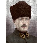 Cakatablo Kalpaklı Atatürk Portresi Görseli 1000 Parça Puzzle Yapboz MDF Ahşap