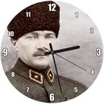 Cakatablo Kalpaklı Atatürk Portresi Renkli Görsel Duvar Saati