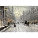 Cakatablo Karlı Caddede İnsanlar ve Arabalar 1000 Parça Puzzle Yapboz MDF Ahşap