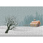 Cakatablo Karlı Tepeler Kuru Ağaç ve Şirin Kulübe 1000 Parça Puzzle Yapboz MDF Ahşap