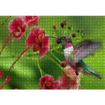 Cakatablo Kırmızı Çiçekler ve Sinek Kuşu 1000 Parça Puzzle Yapboz MDF Ahşap