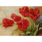 Cakatablo Kırmızı Gelincikler Sarı Arka Plan 1000 Parça Puzzle Yapboz MDF Ahşap