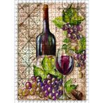 Cakatablo Kırmızı Şarap Üzüm Kadeh Görseli 500 Parça Puzzle Yapboz MDF Ahşap