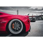 Cakatablo Kırmızı Spor Araba Çelik Jant Detayı 1000 Parça Puzzle Yapboz MDF Ahşap