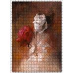 Cakatablo Kırmızı ve Beyaz Güller Suluboya Efekt 500 Parça Puzzle Yapboz MDF Ahşap