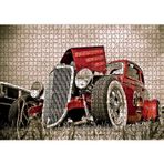 Cakatablo Klasik Kırmızı Hot Rod Araba Görseli 1000 Parça Puzzle Yapboz MDF Ahşap