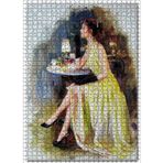 Cakatablo Konstantin Razumov Rus Ressam Kadın Şarap Sigara Resmi 1000 Parça Puzzle Yapboz MDF Ahşap