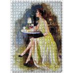 Cakatablo Konstantin Razumov Rus Ressam Kadın Şarap Sigara Resmi 500 Parça Puzzle Yapboz MDF Ahşap