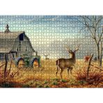 Cakatablo Köy Evi Traktör ve Geyikler 1000 Parça Puzzle Yapboz MDF Ahşap