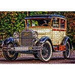 Cakatablo Krem Antika Ford Araba 1000 Parça Puzzle Yapboz MDF Ahşap