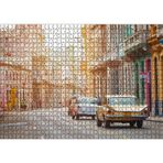 Cakatablo Küba'da Eski Binalar ve Klasik Arabalar 1000 Parça Puzzle Yapboz MDF Ahşap