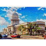 Cakatablo Küba'da Tarihi Bina ve Klasik Arabalar 1000 Parça Puzzle Yapboz MDF Ahşap