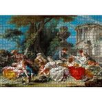 Cakatablo Kuş Kafesleri ve Kadınlar Yağlı Boya Çizim 1000 Parça Puzzle Yapboz MDF Ahşap