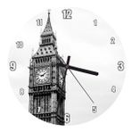 Cakatablo Londra Big Ben Saat Kulesi Siyah Beyaz Duvar Saati