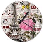 Cakatablo Love Eyfel Kulesi Akarlı Duvar Saati