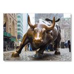 Cakatablo Manhattan Wall Street Önü Boğa Heykeli Mdf Ahşap Tablo