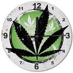 Cakatablo Marijuana Yaprak Ahşap Duvar Saati