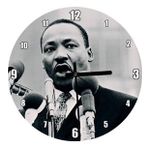 Cakatablo Martin Luther King ve Mikrofonlar Siyah Beyaz Duvar Saati
