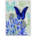 Cakatablo Mavi Kelebekler Çiçekler 1000 Parça Puzzle Yapboz MDF Ahşap