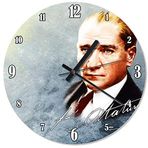 Cakatablo Mavi Zeminde Atatürk İmza Özel Tasarım Duvar Saati