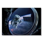 Cakatablo Mekik Penceresinden Astronot Ve Dünya Mdf Ahşap Tablo