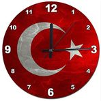 Cakatablo Mermer Zeminde Türk Bayrağı Şekilli Duvar Saati