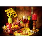 Cakatablo Meya Çiçek Şarap Kuruyemiş Görseli 120 Parça Puzzle Yapboz MDF Ahşap