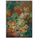 Cakatablo Meyveler ve Kasımpatı Çiçekleri Yağlıboya 1000 Parça Puzzle Yapboz MDF Ahşap