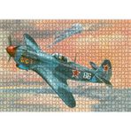 Cakatablo Nostalfik Savaş Uçağı Çizim Sanat 1000 Parça Puzzle Yapboz MDF Ahşap