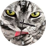 Cakatablo Patilerini Yalayan Kedi Yakın Çekim Duvar Saati