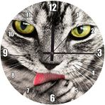 Cakatablo Patisini Yalayan Sevimli Tekir Kedi Duvar Saati