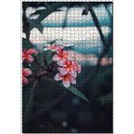 Cakatablo Pembe Plumeria Çiçekleri Flu Arkaplan 1000 Parça Puzzle Yapboz MDF Ahşap